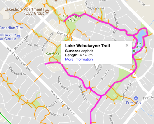 Map of the Lake Wabukayne Trail in Meadowvale Mississauga